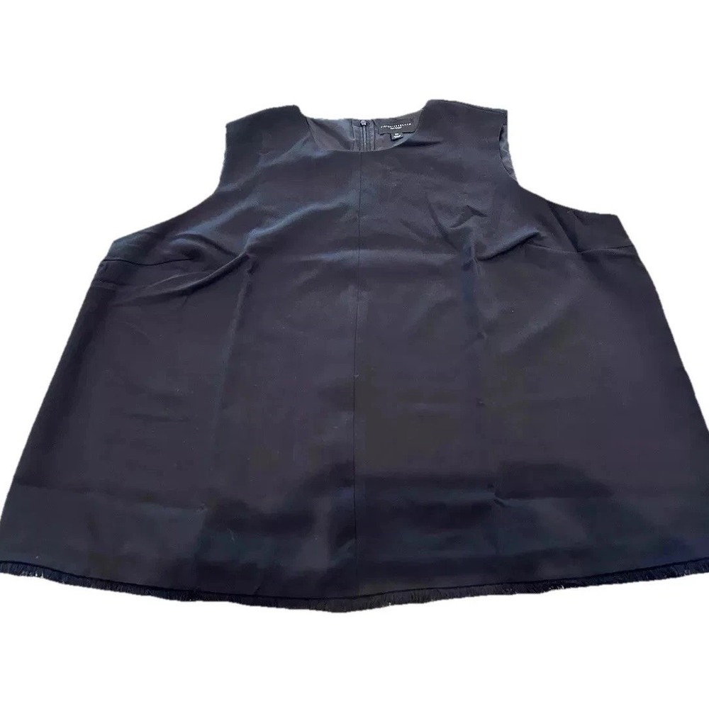 New Victoria Beckham Target Tank Top XL Black Twill Fringe Hem Capsule Layering